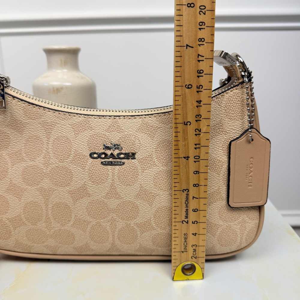 Coach Teri Shoulder Bag in Signature Canvas Beige Tan - Picture 8 of 16